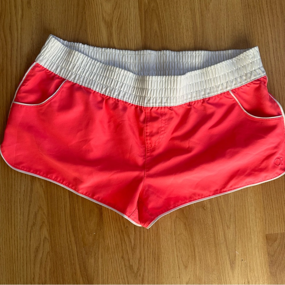 OP Women's Pink Shorts with White Waistband Medium